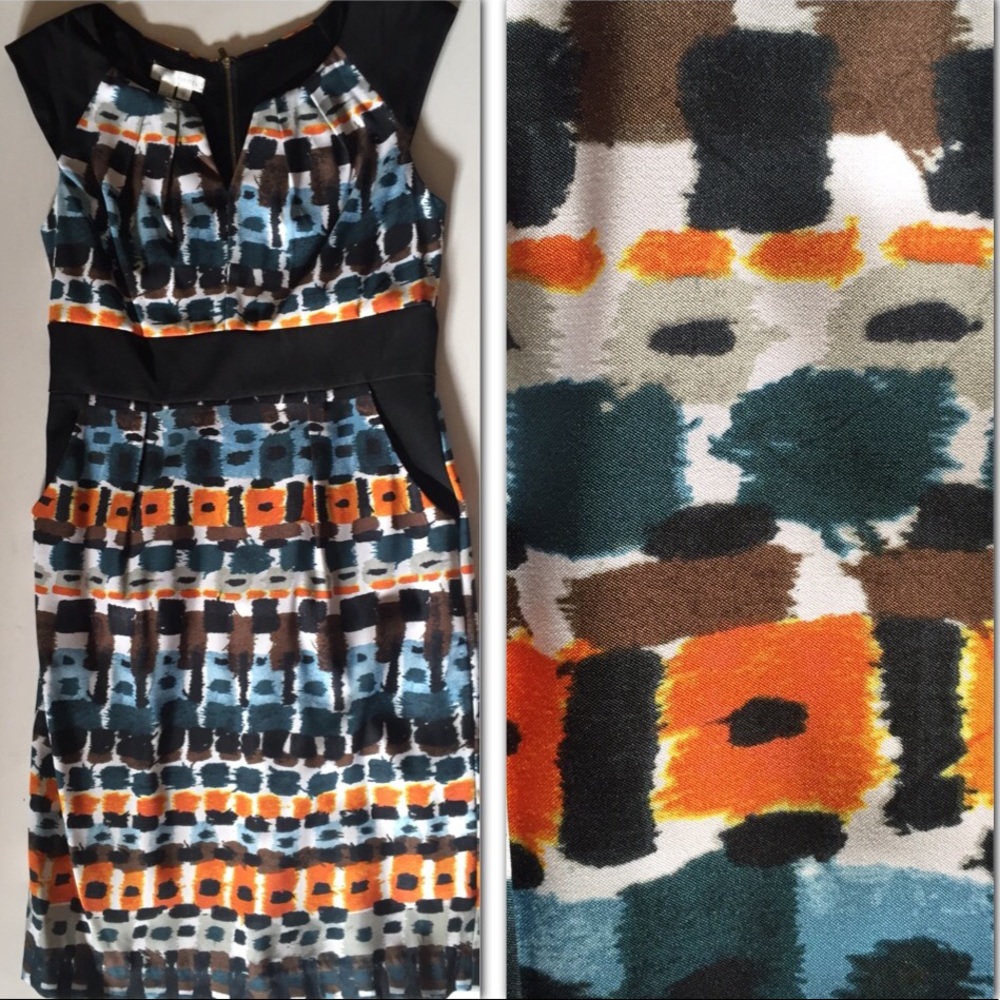 NWT printed dress cute detail pockets back zip NEW